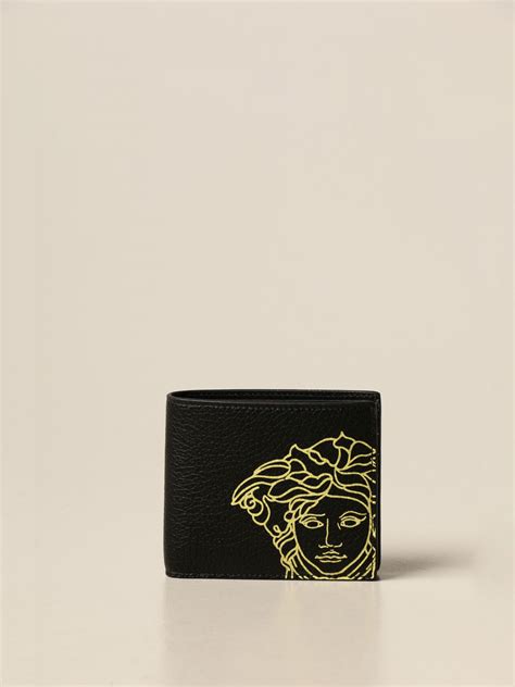 portafoglio a libro in pelle versace con medusa impressa